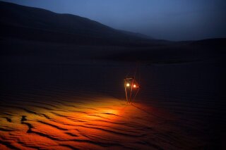 Dune Field Modulator by Michael Ang in the Gobi Desert at night